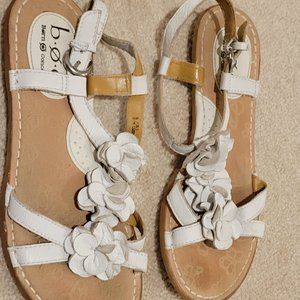 BORN Concept White Flat Flower Sandals
